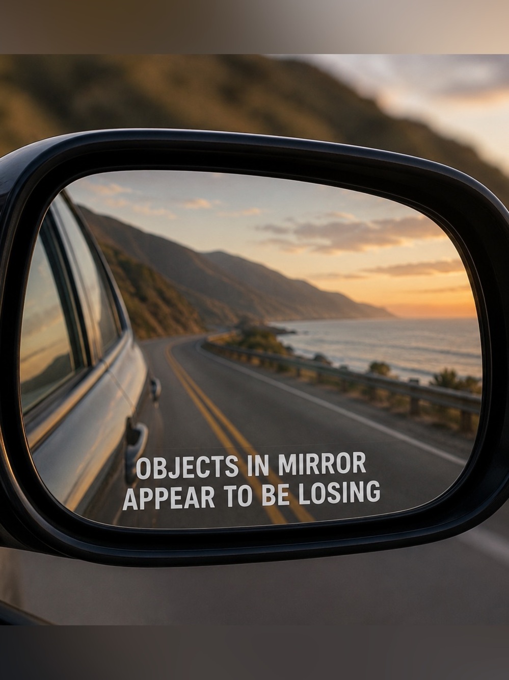 Car Side Mirror vinyl decal “objects in mirror appear to be losing” 4 inches